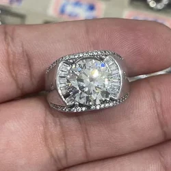 Muscular man ring big sparkling moissanite ring real 925 silver 11x11mm size 5ct gem party gift