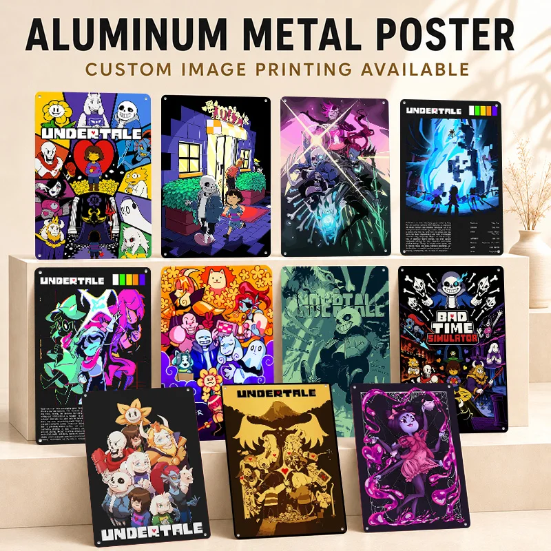 Undertale Aluminum Posters Customized Metal Tin Sign Immersive Gaming Tribute Wall Art Ideal For Media Lounge Or Birthday Gift