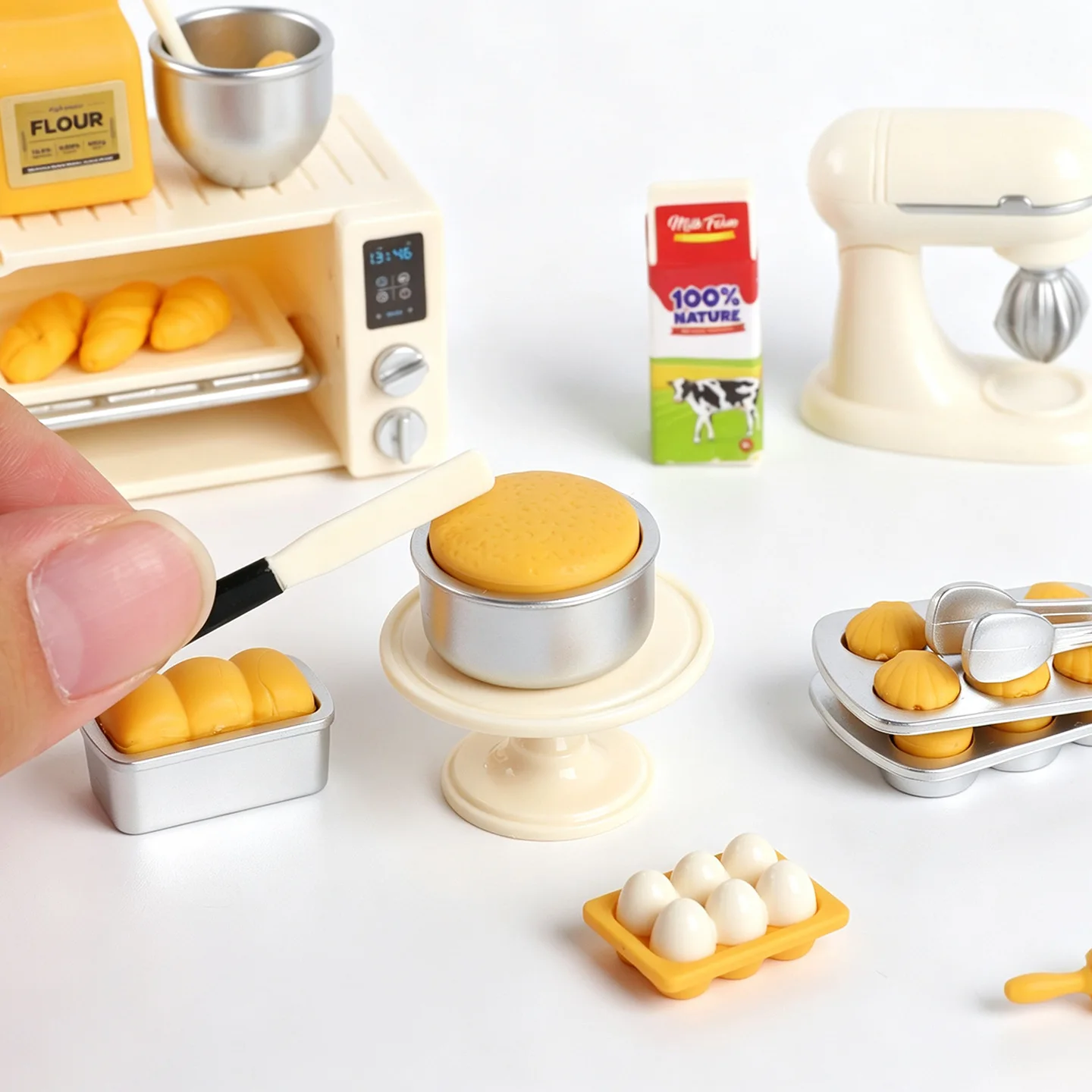 Mini Baking Time Pretend Play Toy Set Dollhouse Kitchen Miniature Oven & Baking Accessories Kids Simulation Bread Food Playset view 3