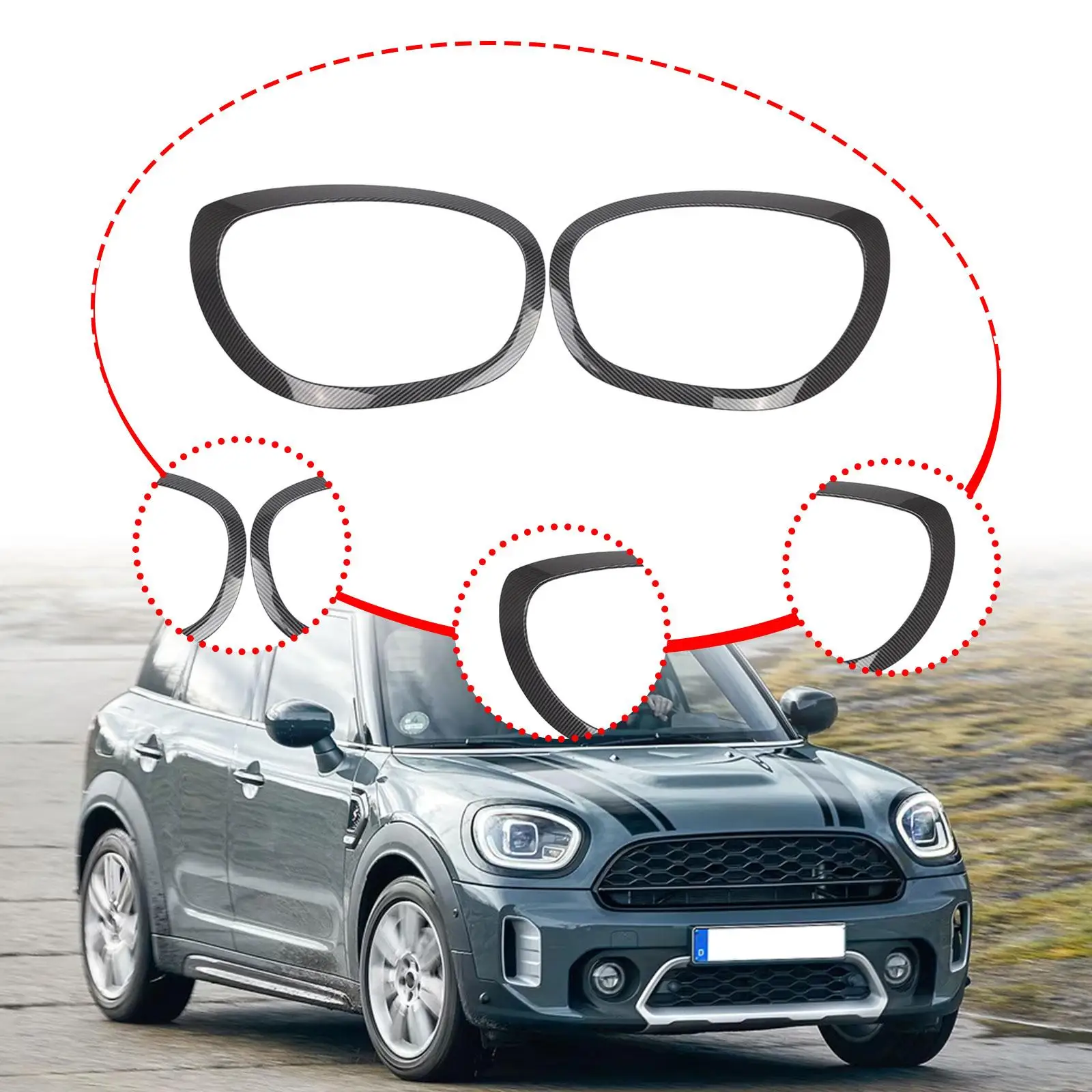 

2 Pieces Front Headlight Bezel Set 51137388117 for BMW Mini F60 F61