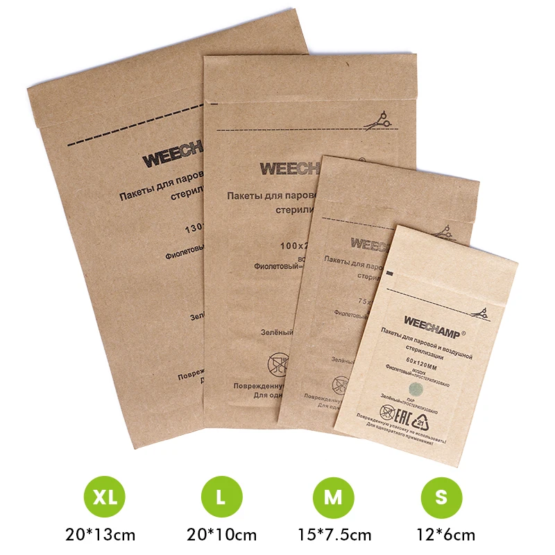 50pcs Kraft Paper Cleaning Bag Disposable Sterilization Disinfection Self Sealing Cleaning Bag For Dental Tools And Nail Tool