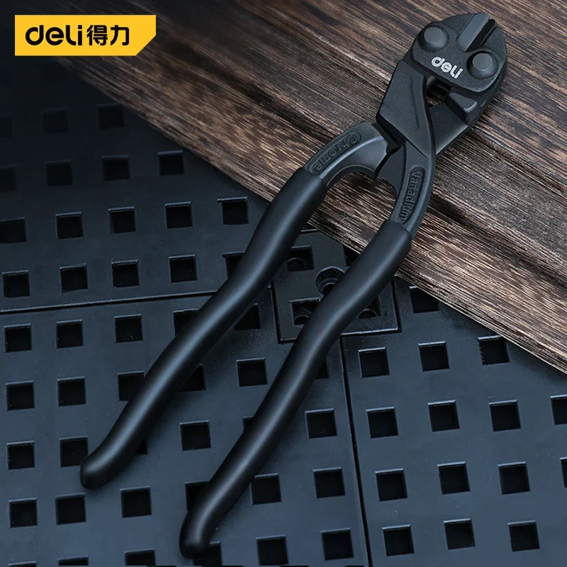 Deli Household 1 Pcs 8\'\' Black Professional Bolt Cutters Corrosion Resistant Rustproof Pliers Electrician Remove Nails Hand Tool