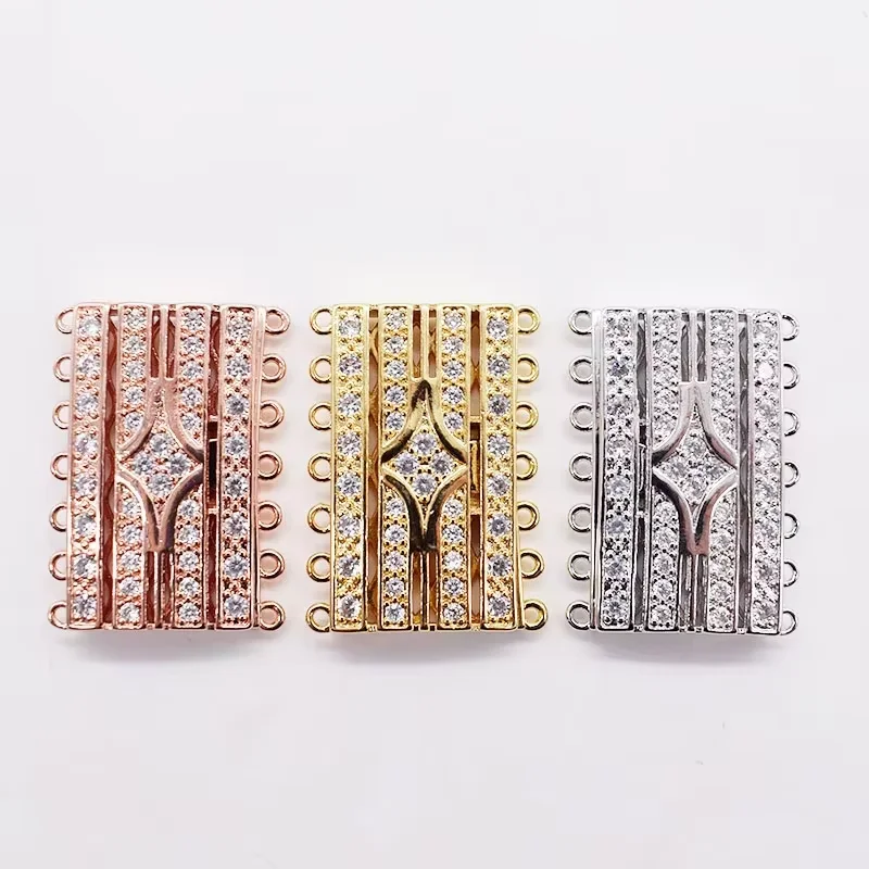 

2pcs 28x38mm Gold plated Cubic Zircon CZ Micro Pave Rectangle Clasp Pendant necklace Bracelet Jewelry Making DIY