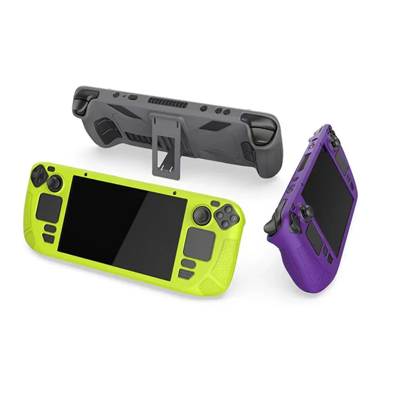 Capa de silicone para console de jogos oled, proteção completa com suporte, capa de proteção para deck de vapor oled