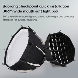 Quick Release Parabolic Softbox Beehive Grid Octagonal Soft Stand Compatible with ZU60/M60 and other mini Bowens fixtures 30cm