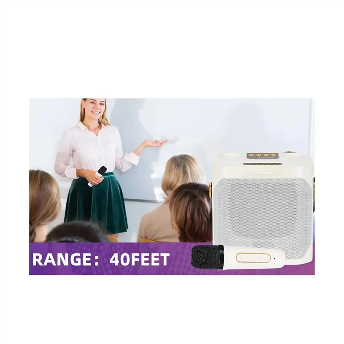 AABFK High Power Karaoke Bluetooth Speaker Portable 360 Stereo Surround Waterproof Wireless Subwoofer with Dual Microphone-A