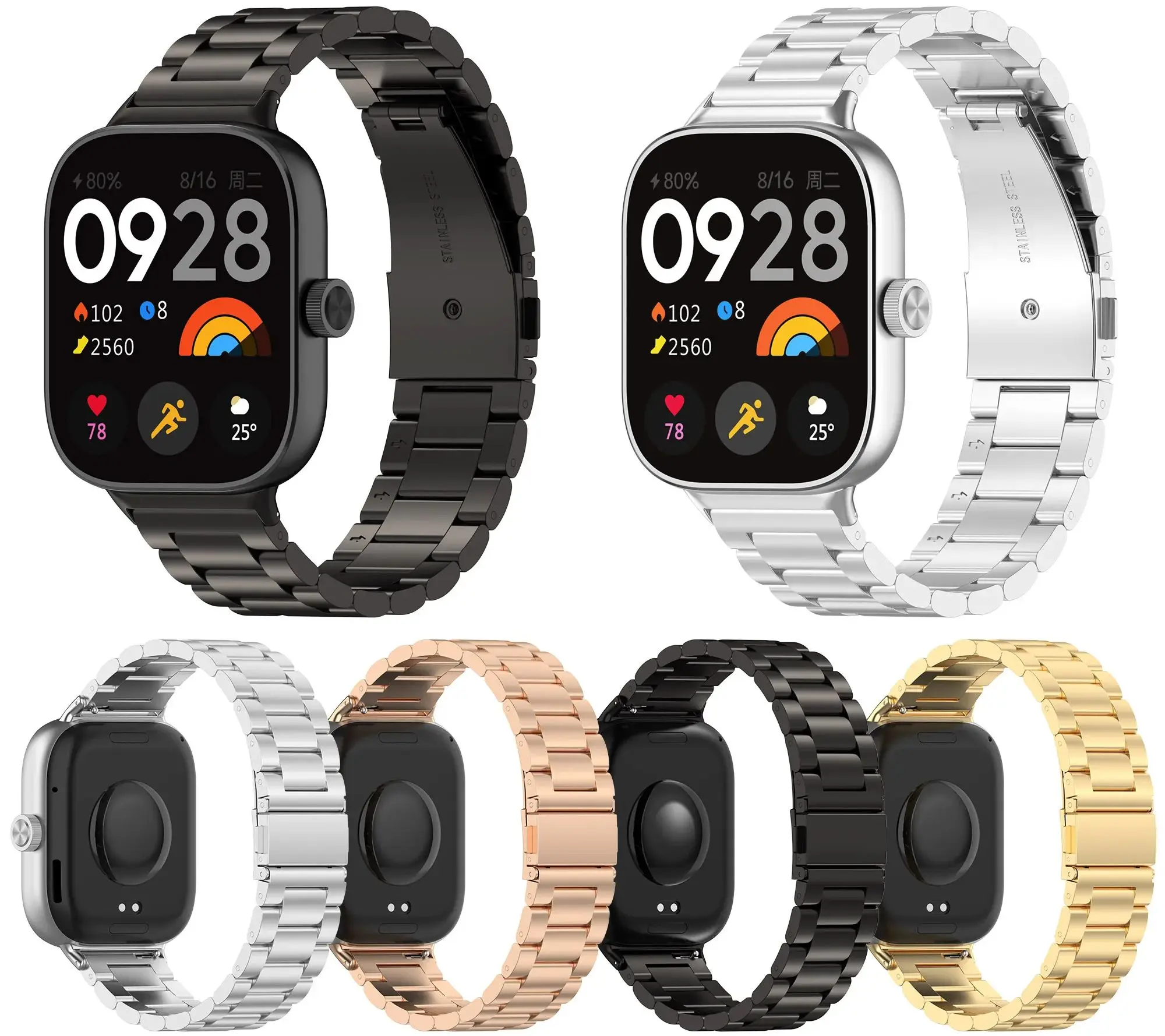 

Ремешок из нержавеющей стали для Xiaomi Mi Band 8 pro, металлический браслет для смарт-часов Redmi 4