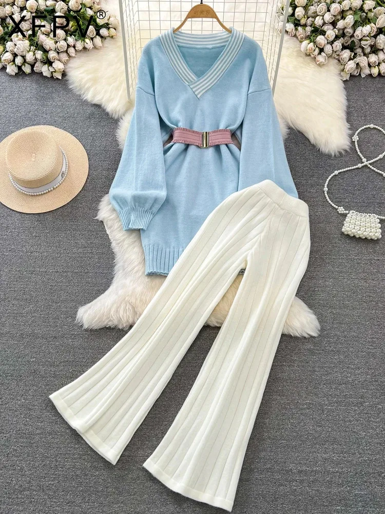 

Женский свитер с длинным рукавом-фонариком и V-образным вырезом