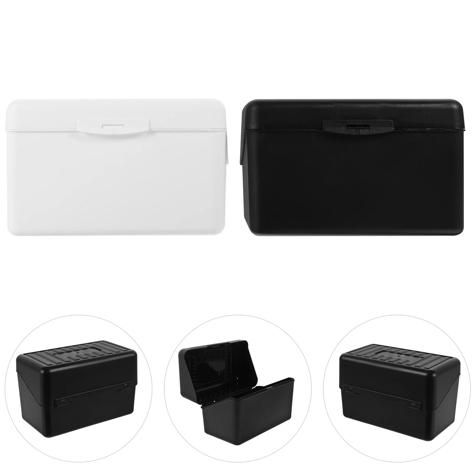 

2Pcs Business Card Storage Box Desktop Organizer Plastic Large Capacity Multi-Functional Card Holder for Office