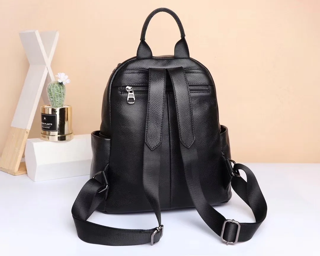 New Fashion Genuine Leather Women Backpacks Luxury Brand Female Real Natural Leather Ladies Girl Student Casual Backpack