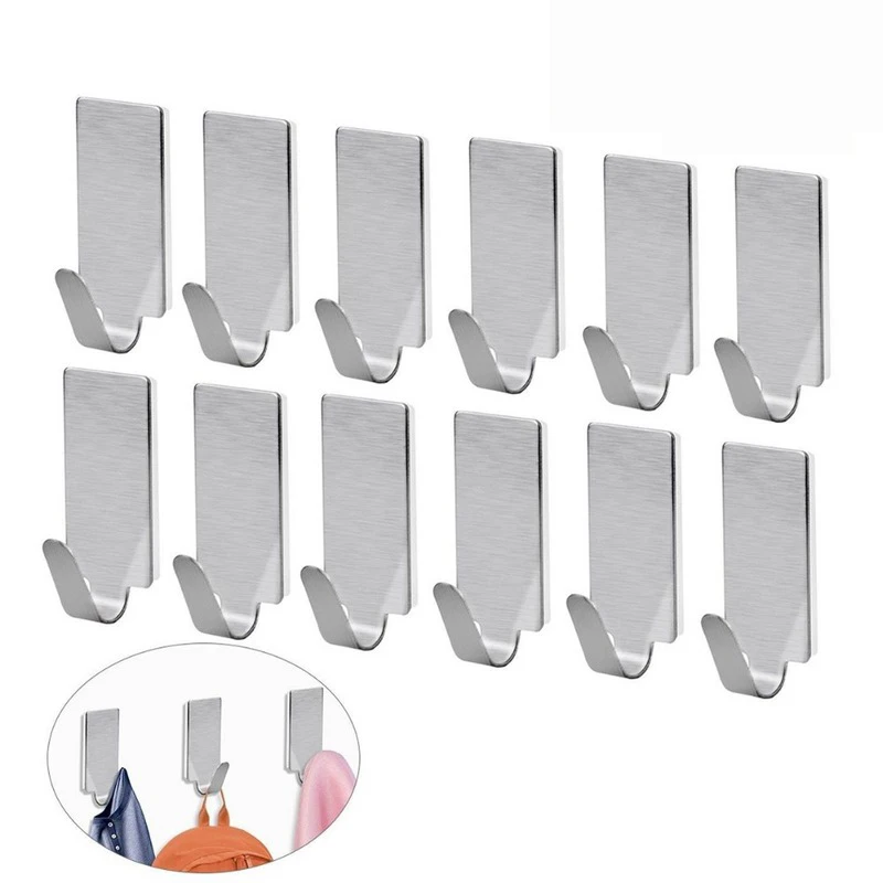 

Adhesive Stainless Steel Towel Hooks Family Robe Hanging Hooks Hats Bag Family Robe Hats Bag Key Adhesive Wall Hooks