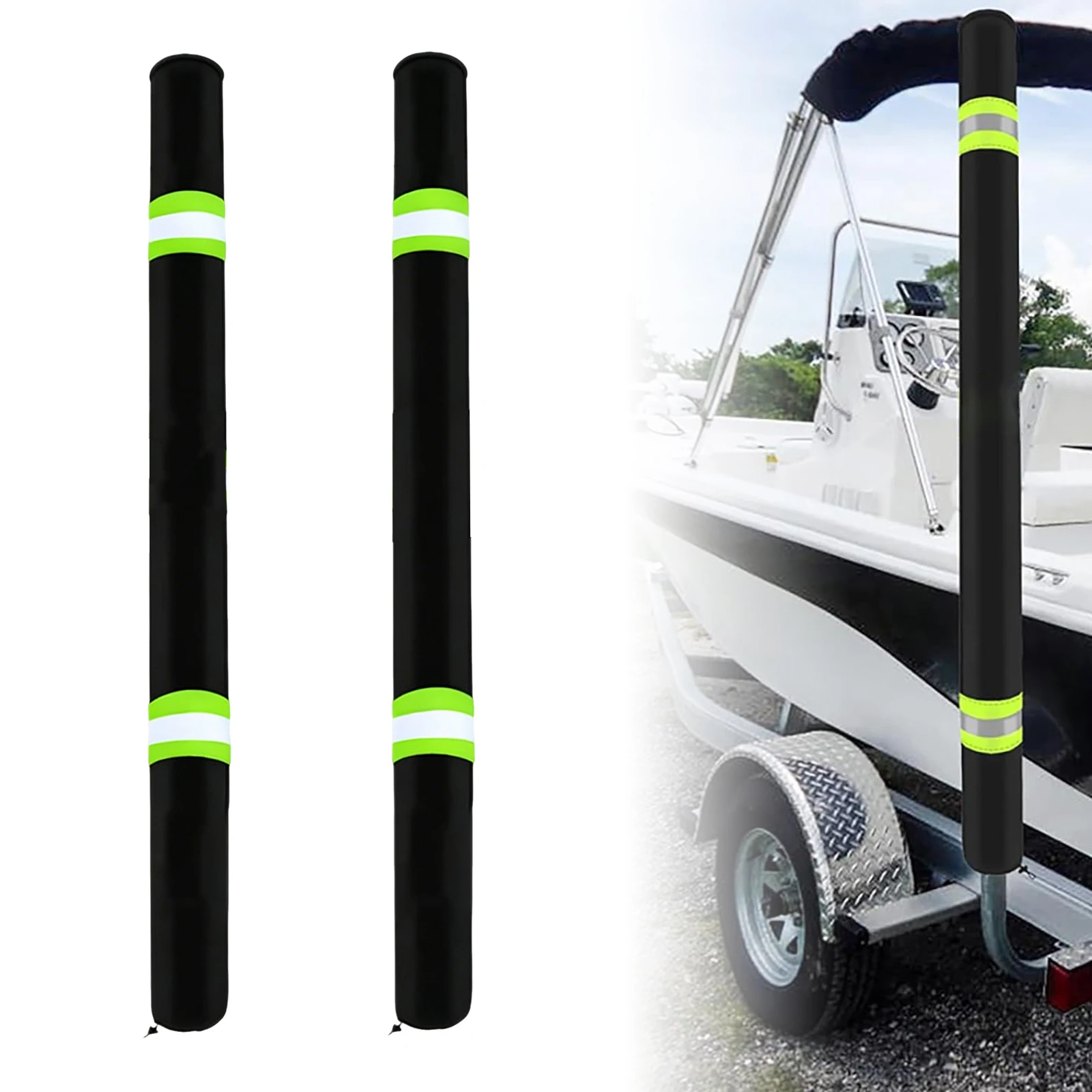 2Pcs Boat Trailer Guide Pole Cover with Reflective Stripe Boat Trailer Guide Pole Covers for Jet Ski Boat Sailboat Trailers
