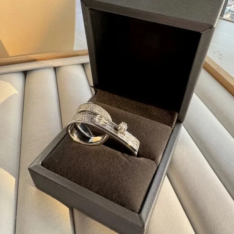 Premium Jewelry 2025 Luxury High-Quality Heavy Gold Plated Pig Nose Full Diamond Double Ring