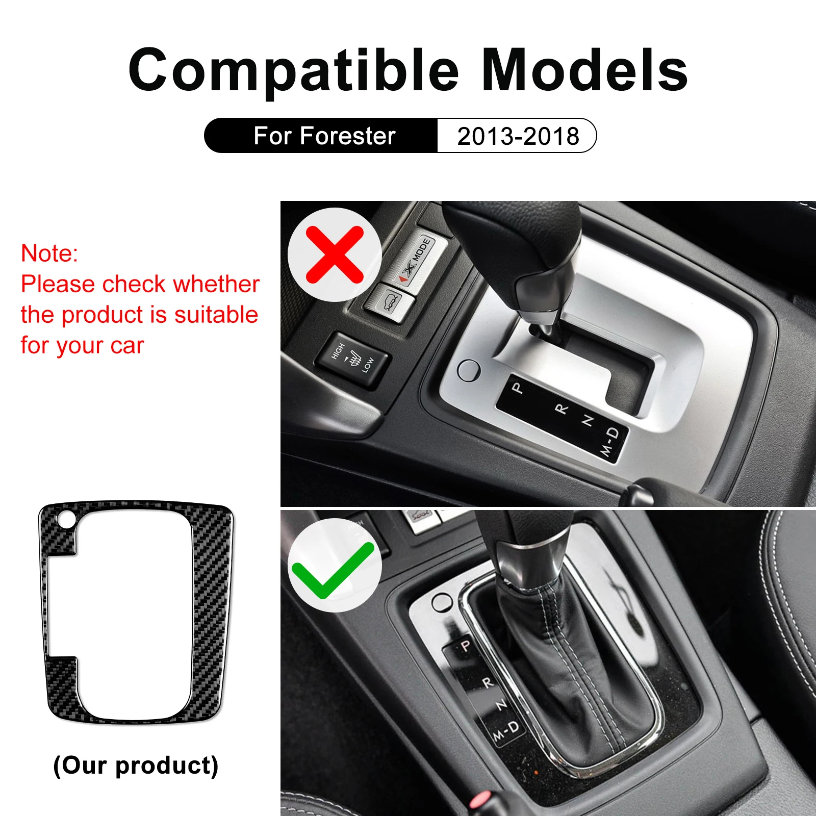 Real Soft Carbon Fiber for Subaru Forester 2013 2014 2015 2016 2017 2018 Car Gear Shift Panel LHD RHD Trim Accessories