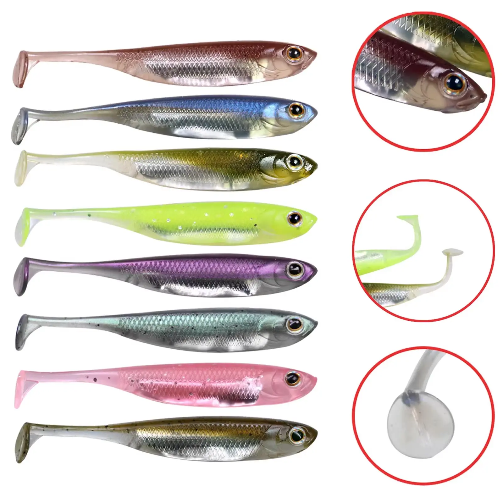 THKFISH 5/6pcs Rubber Soft Lures 7cm 8cm 10cm Paddle Tail Artificial Fishing Baits Freshwater Silicone Soft Lures Swimbait