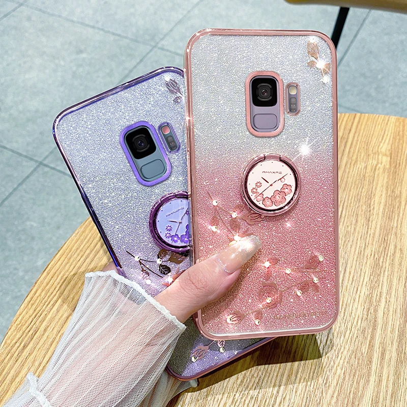 Gradientowy brokatowy pierลcieล w proszku Etui na telefon do Samsung Galaxy S9/S9+ Odporna na wstrzฤ
sy miฤkka tylna obudowa