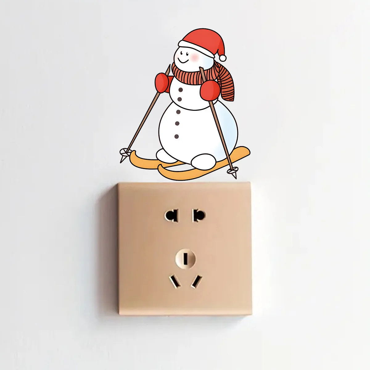 Cartoon Christmas Cute Snowman Switch Sticker Self-adhesive Wall Sticker Children's Room Festival Decoration Sticker