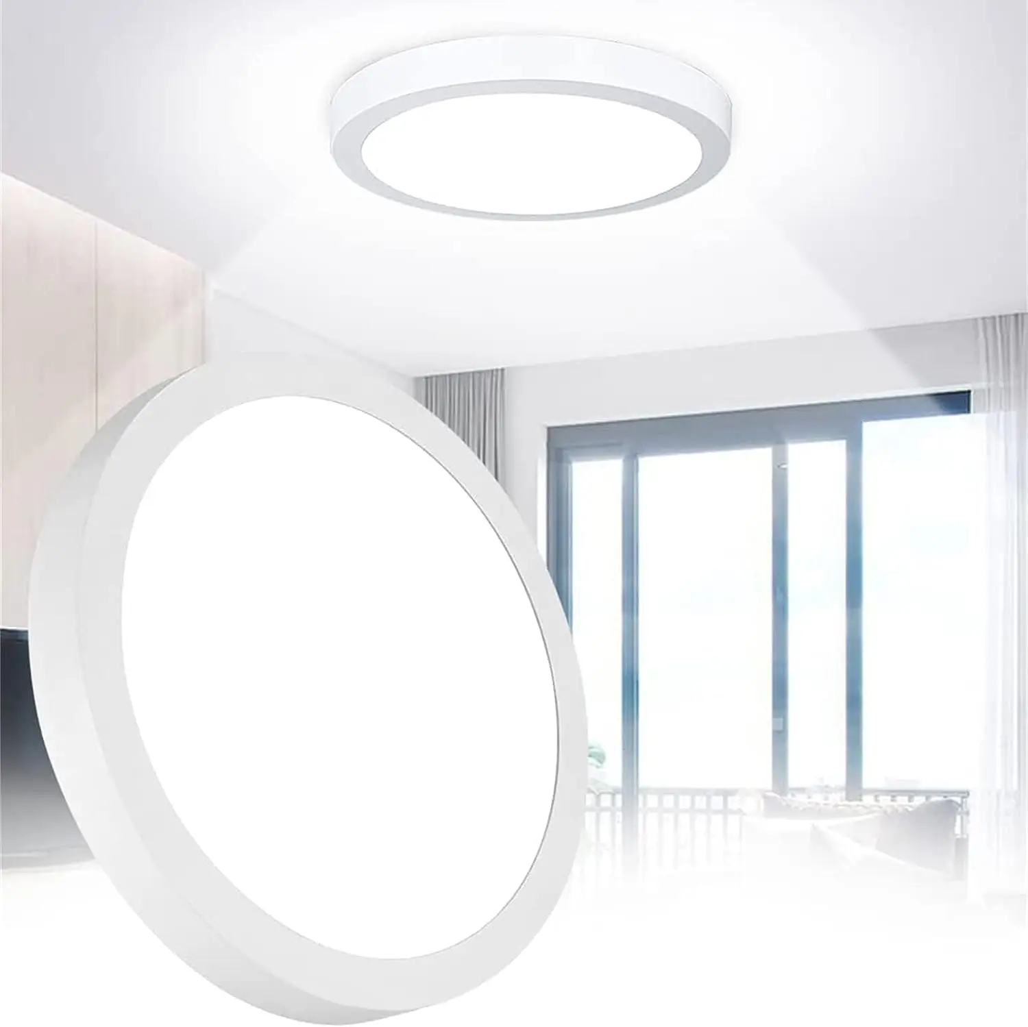 

Depuley 24W LED Flush Mount Ceiling Light Modern Round Panel Lights Cold White 5000K for Hallway Bathroom Closet