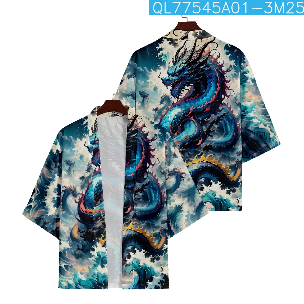 

Chinese Dragon Print Haori Japanese Style Harajuku Cardigan Shirts Women Men Traditional Kimono Cosplay Yukata Asian Clothing