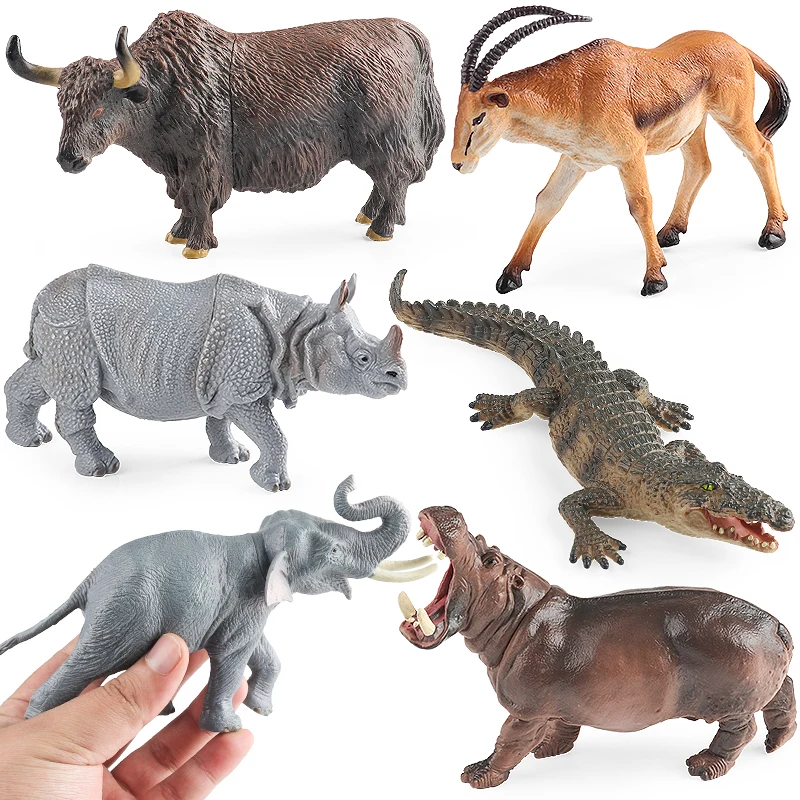 Oenux แอฟริกันสัตว์ป่า Lion Tiger Yak Antelope จระเข้ ZEBRA Black Panther ตุ๊กตาตกแต่งบ้านของเล่นเด็กของขวัญ