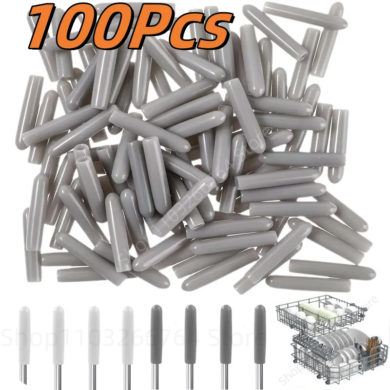 100 Uds. Tapas para estante de lavavajillas, tapa de cubierta de punta, tapa de extremo redondo Flexible, fundas protectoras para artículo afilado 