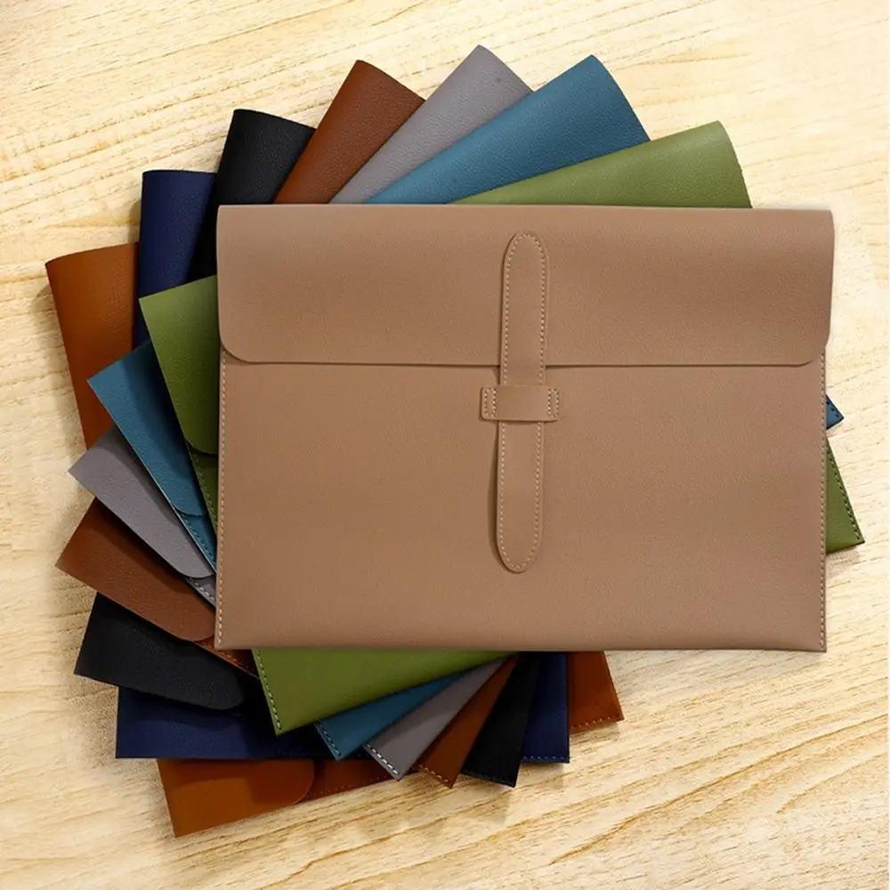 

Large Capacity A4 Leather File Folder Waterproof Simple Business Leather Document Bag Portable Elegant Document Organizer Paper