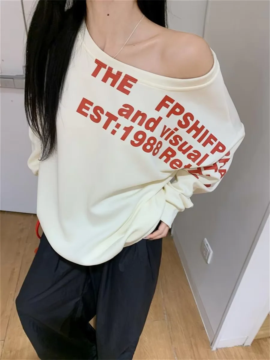 Y2K Fashion 2025 Women's Sexy Oversized T-Shirt - Long Sleeve Streetwear Print  Fall Winter Korean Style Top
