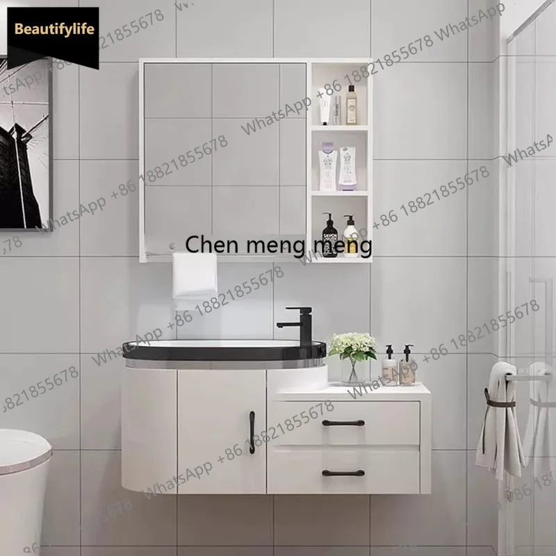 C85 Small White Cupboard Paper Space Saver Partitions Sink Mirror Vanity Toilet Skincare Cupboard Display Jewelry Home Furniture
