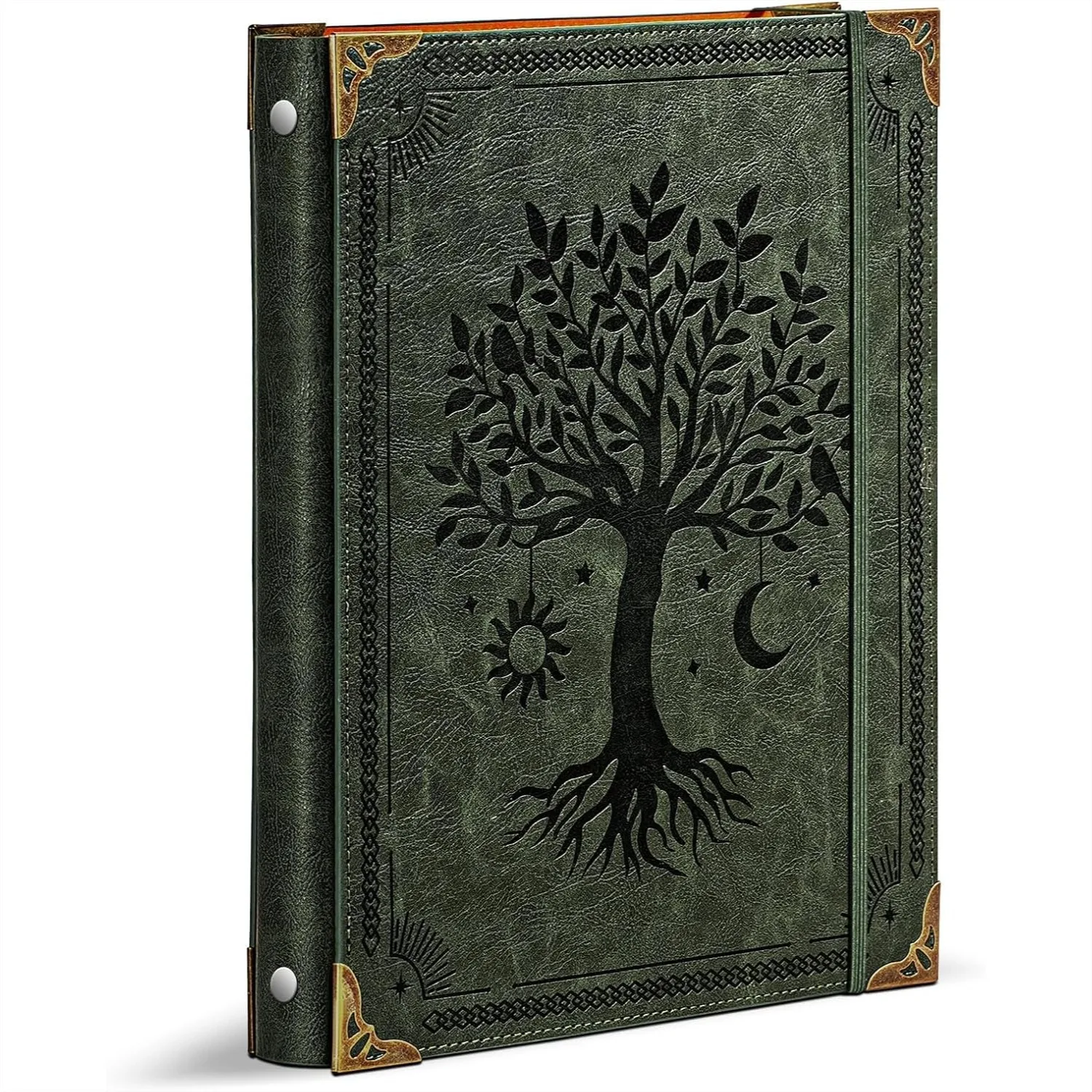 

Faux Leather 3 Ring Binder for 8.5x11 Letter Size Paper, 1 Inch Round Rings Holds 200 Sheets, Vintage Notebook Cover with