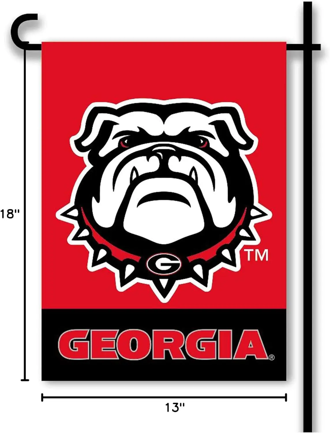 BSI PRODUCTS, INC. - Georgia Bulldogs 2-Sided Garden Flag - Includes Plastic Pole with Suction Cups - UGA Football Pride - H DDZ