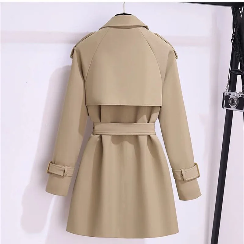 Women Windbreaker 2026 New Spring Autumn Double-breasted Lined Trench Coat High End Fashion Mid-Long Khaki Overcoat With Belt - view 4