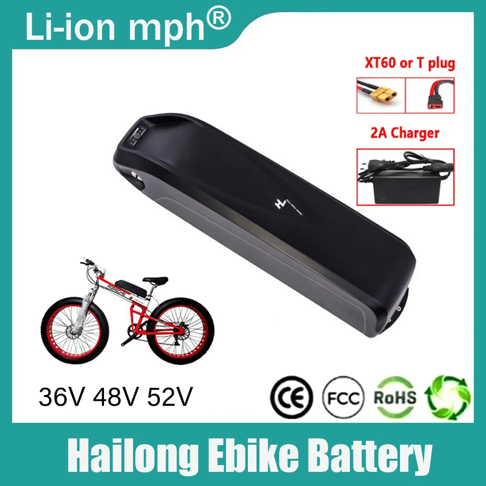 

48V 20AH Hailong Battery - 18650 Rechargeable Battery with 30A BMS for 350W-1500W Motors + Charger (36V/52V Optional)
