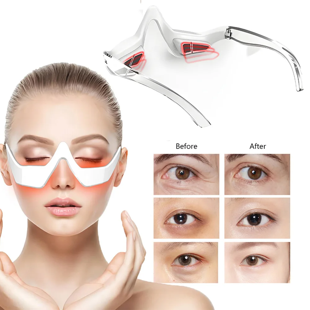 

Устройство для терапии красным светом под глазами, очки для терапии красным светом, перезаряжаемый через USB, 4-режимный массажер для глаз для мешков под глазами, уменьшающий темноте