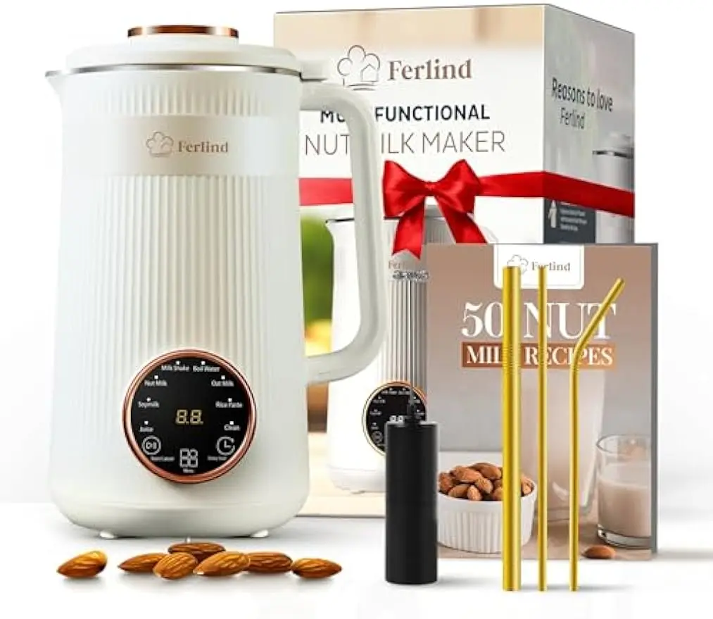 

Машина для приготовления орехового молока 8-в-1 для домашнего миндаля, овсяного, соевого молока — самоочистка с книгой рецептов и вспенивателем