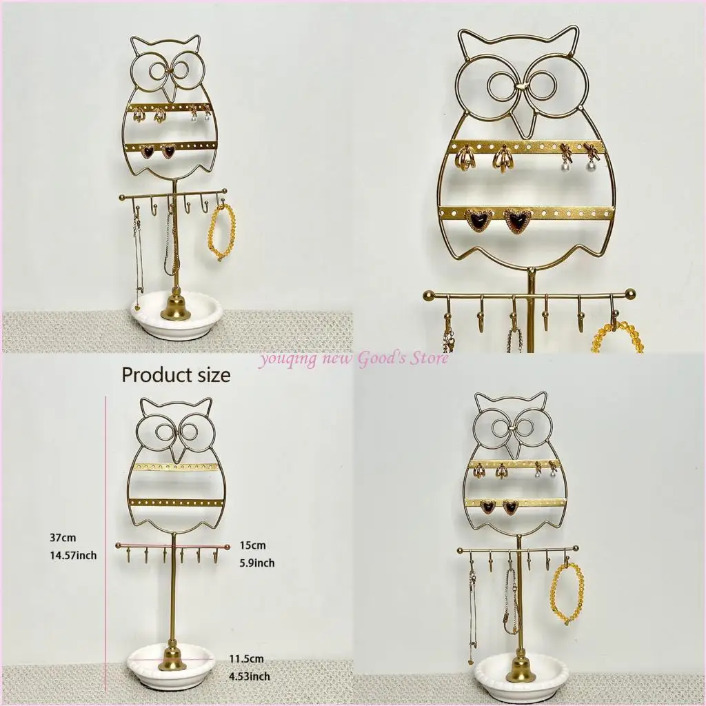 

57QA Художественные органайзеры для ювелирных изделий в виде совы, железная структура, керамическая основа, стойка для