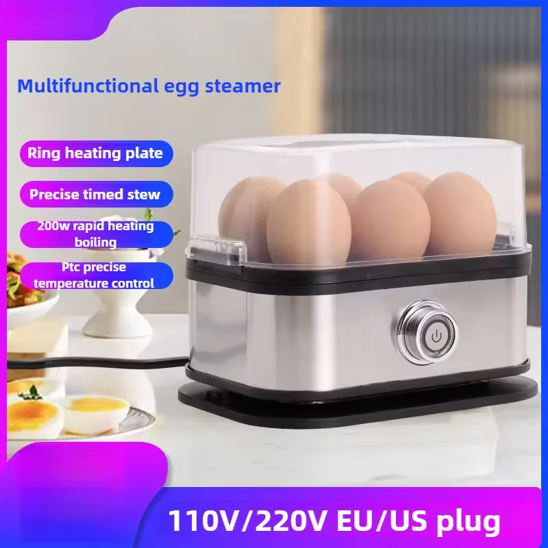 Hervidor de huevos eléctrico de 200W, ahorro de espacio, cocina de huevos con apagado automático, vaporizador de huevos de capacidad para 6 huevos, aparato de cocina multifuncional
