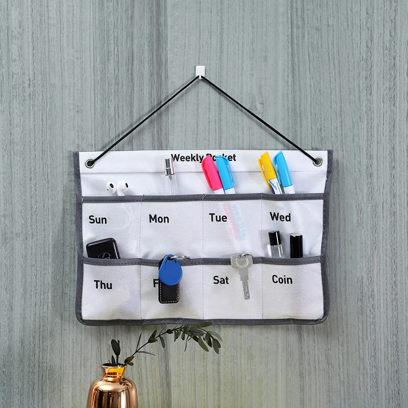 Non-woven Fabric Hanging Storage Bag Wall-mounted Calendar Pouch Pocket Coin And Stationery Weekly Calendar Storage Bag