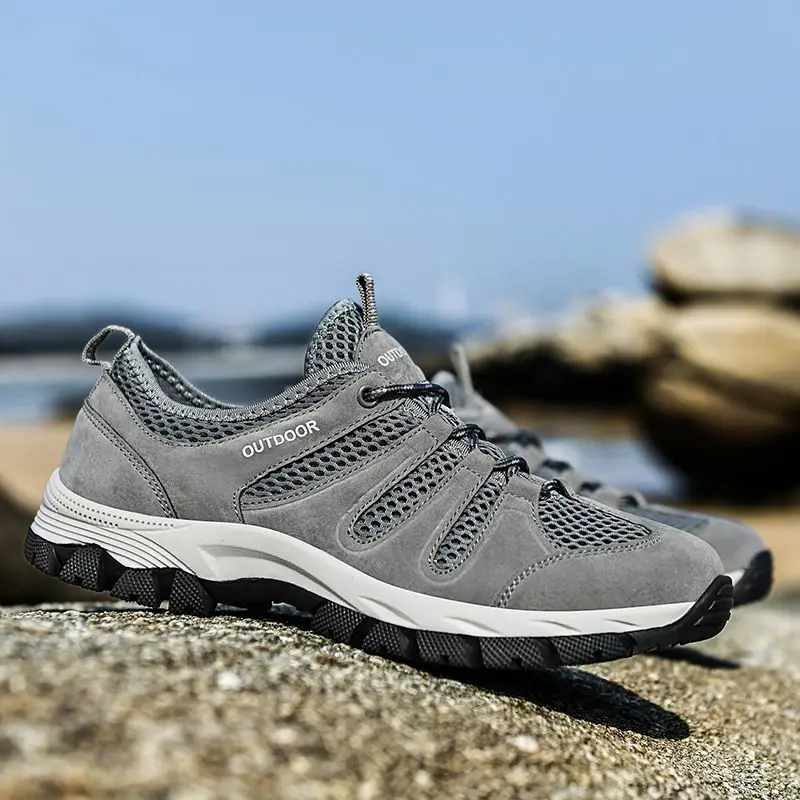 

Mens Trail Running Shoes Soft Sole Casual Shoes Tactical Combat Shoes Travel Mens Hiking Shoes Breathable Mesh Sneakers