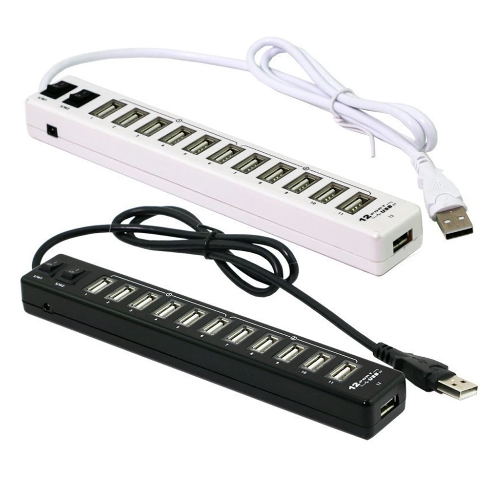 USB 2,0 480 МБ/с USB-концентратор, 12 портов, USB-сплиттер, многопортовый адаптер для док-станции для ПК, компьютера, ноутбука Macbook