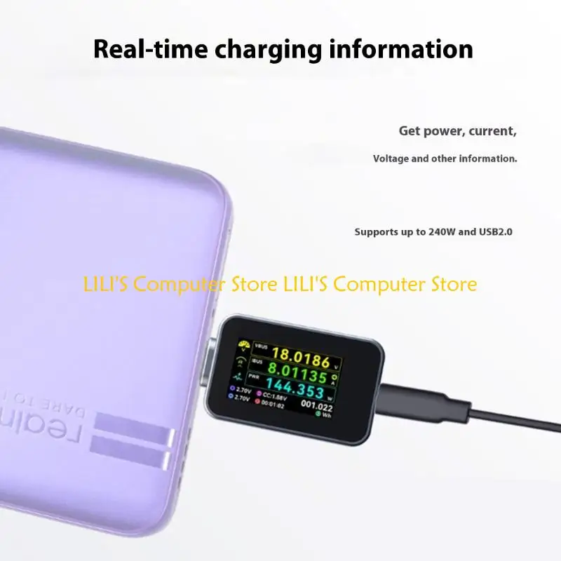 

A52B USB C Electricity Current Multimeter Tester Portable Voltmeter Ammeter Monitor