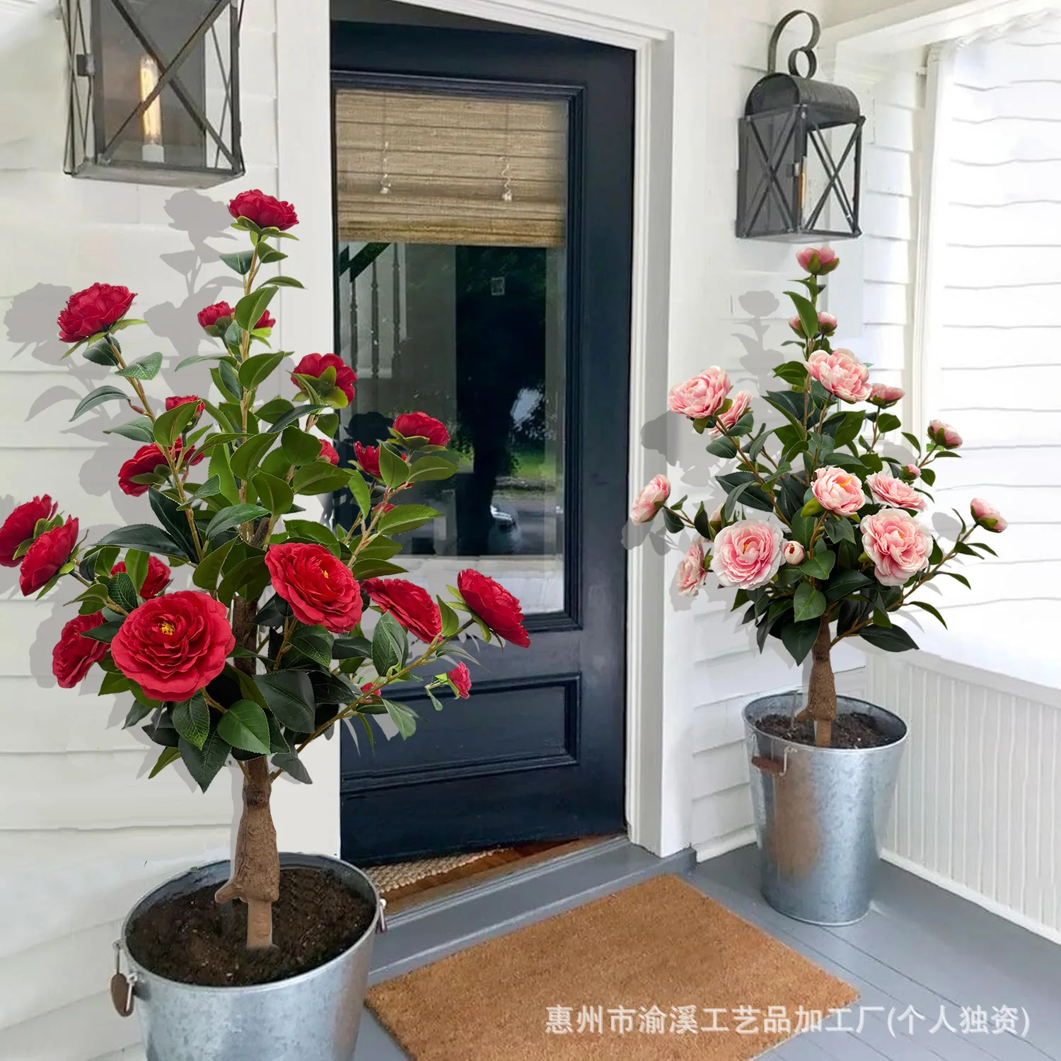 Zml artificial greenery outdoor camellia ground insert tree courtyard garden decoration ornament