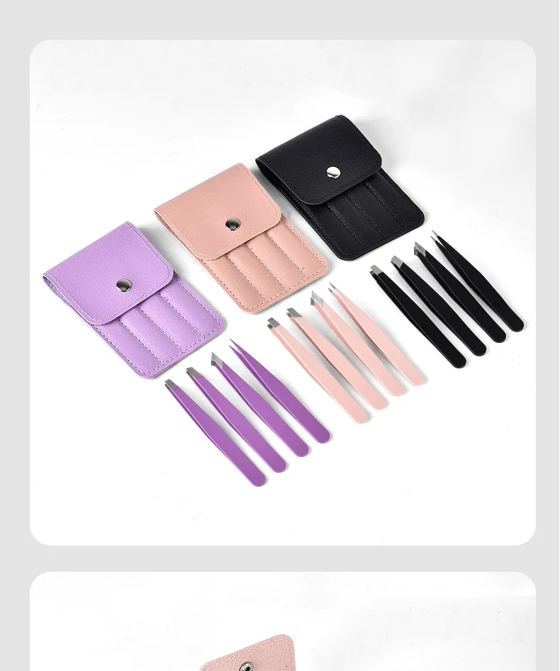 Augenbrauenpinzette, 4 Stück, buntes Haar, Schönheit, feine Haare, Abzieher, Edelstahl, schräge Augenbrauen-Clips, Entfernung, Make-up-Werkzeuge – Detail 12