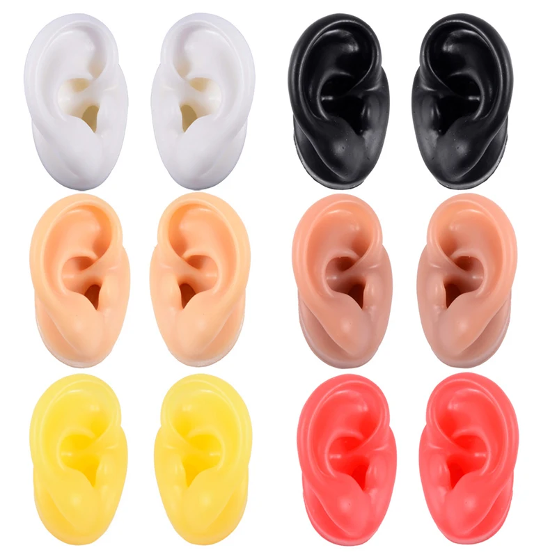 1Pair Soft 1:1 Silicone Ear Model Practice Body Jewelry Accessories Display Piercing Ear Tools Earring Tool Display Stand Kit