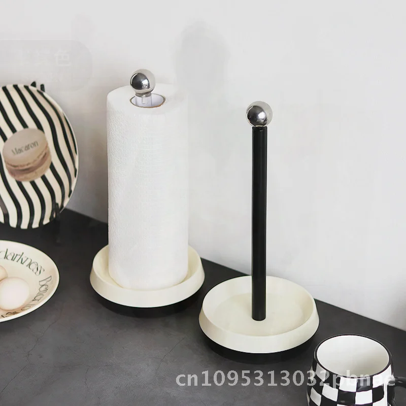 

Nordic Style Dining Table Tissue Rack Black Rod Paper Holder Vertical Kitchen Multi-Purpose Storage Hanger for Roll Paper