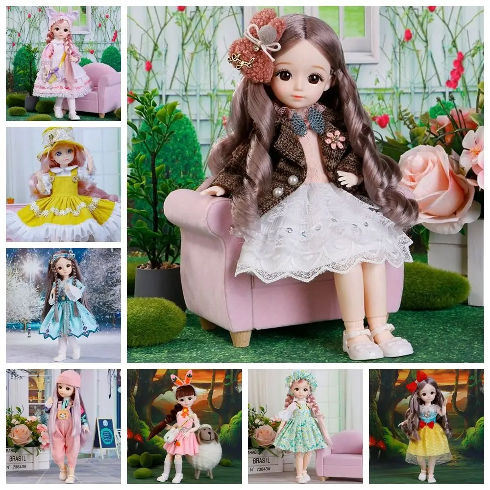 BJD Doll and Clothes Multiple Removable Joints 30cm 1/6 3D Eyes Doll Girl Dress Up Birthday Gift Toy