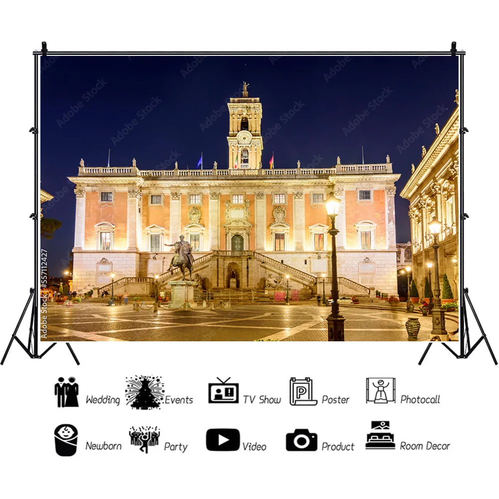 Art Cloth Background European Landscape Famous Scenic Spots Street  Night Scene Photography Background Props  OZ-15