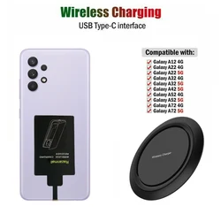 Wireless Charger PAD+Type-c Qi 5W Receiver RZ01 For Samsung Galaxy A12 A22 A32 A51 A52 A72 5G A528 Phone