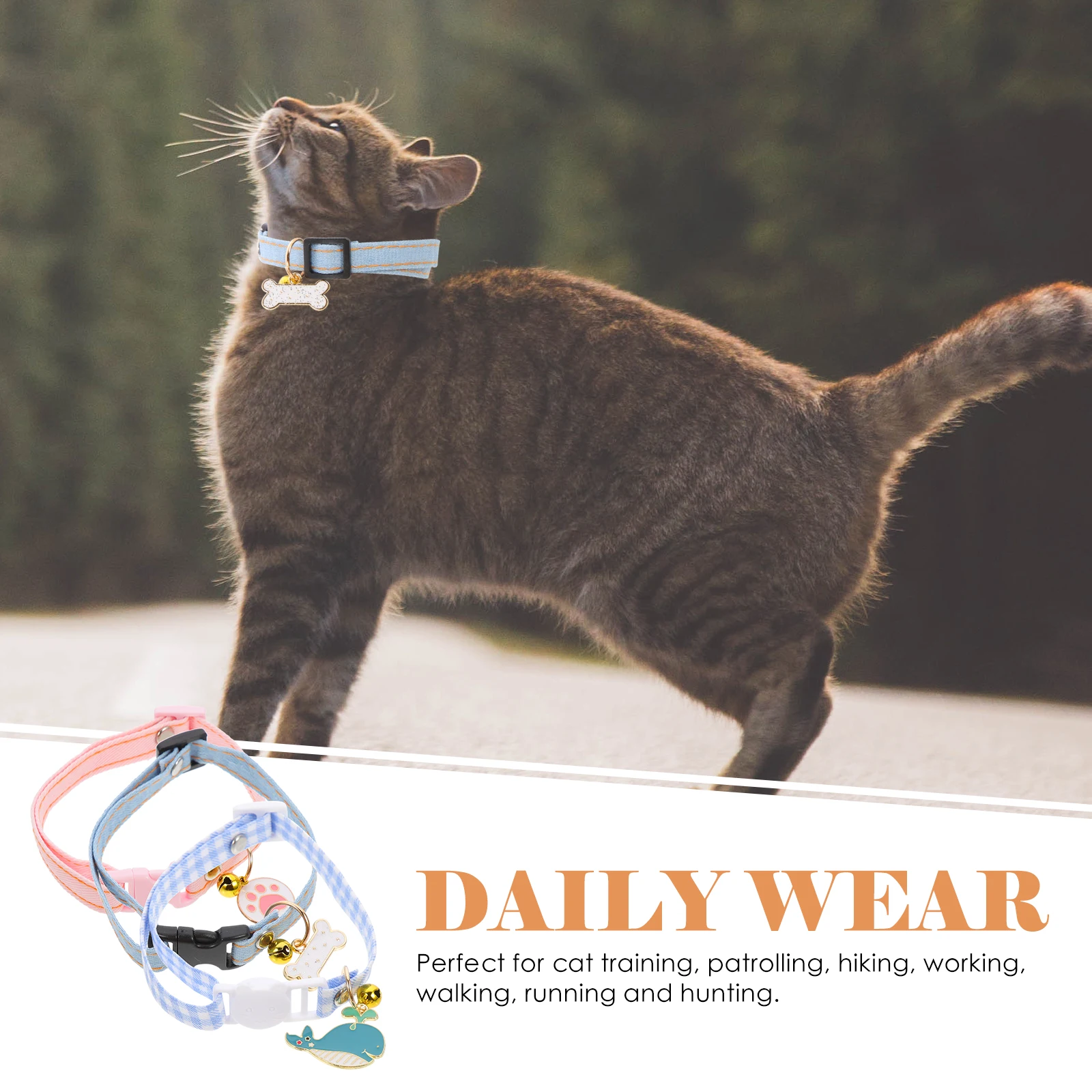 

3Pcs Cat Collar Decorative Adjustable Pet Supplies Adorable Kitten Neck Collar for Parties Daily Wear Christmas Events