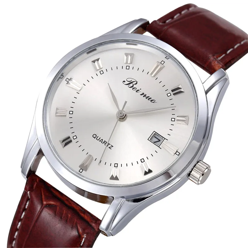 Fashion Men's Watches Luxury Metal Case Quartz Wrist Watches for Man Casual Leather Belt Simple Business Male Clock Reloj Hombre
