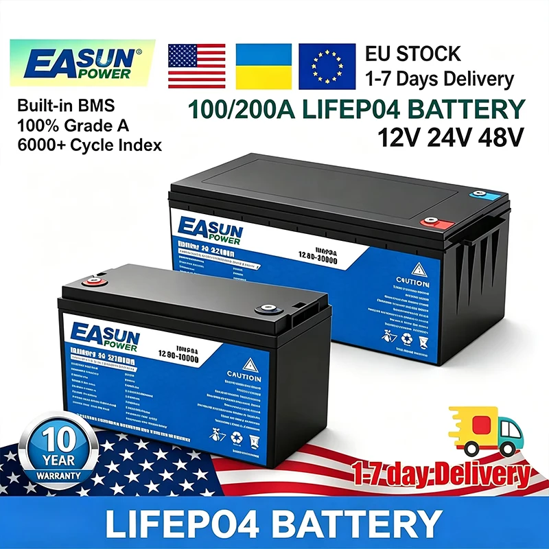 Easun Power Lifepo4 Batteriepack B12v/24v 100/200Ah Klasse A+ Parallel und …